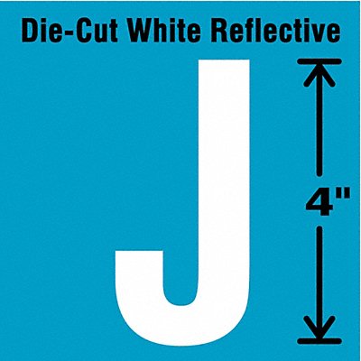STRANCO INC DWR4J5 K8345 Die-Cut Reflective Letter Label J 4In H PK5