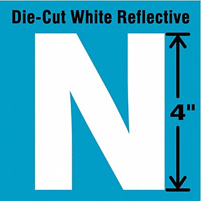 STRANCO INC DWR4N5 K8345 Die-Cut Reflective Letter Label N 4In H PK5