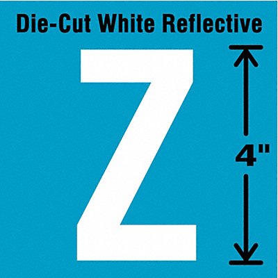STRANCO INC DWR4Z5 K8345 Die-Cut Reflective Letter Label Z 4In H PK5