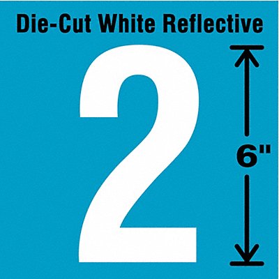 STRANCO INC DWR62EA Die-Cut Reflective Number Label 2 6In H