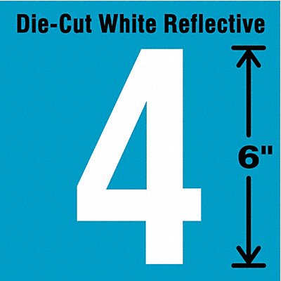 STRANCO INC DWR64EA Die-Cut Reflective Number Label 4 6In H
