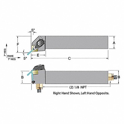 DORIAN 73310158126 Thread Turning Toolholder MTVOR08-3B-A