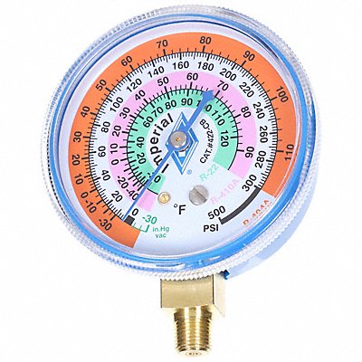 IMPERIAL 422CB Gauge 2-1/2 In Dia Low Side Blue 500 psi