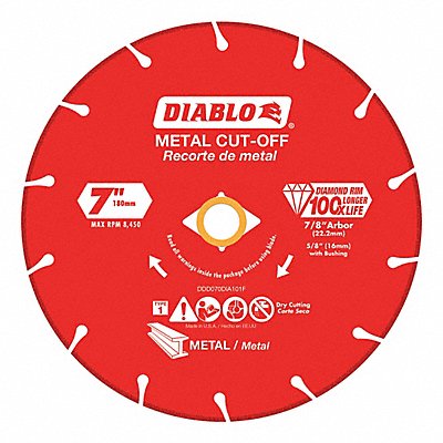 DIABLO DDD070DIA101F Diamond Saw Blade Blade Dia 7 in.