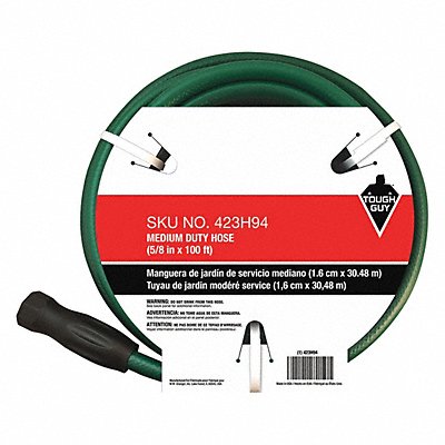 GRAINGER 423H94 Water Hose 5/8 I.D.100 ft PVC