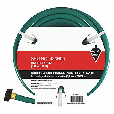 GRAINGER 423H95 Water Hose 5/8 I.D.50 ft PVC