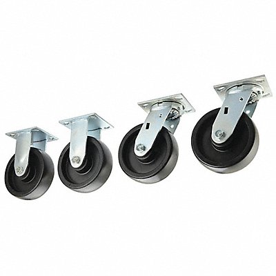 GRAINGER 435X98 Standard Plate Castor Swivel/Rigid PK4
