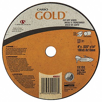 GRAINGER 5539509257 Abrasive Cut Off Wheel Type 41 4 dia.