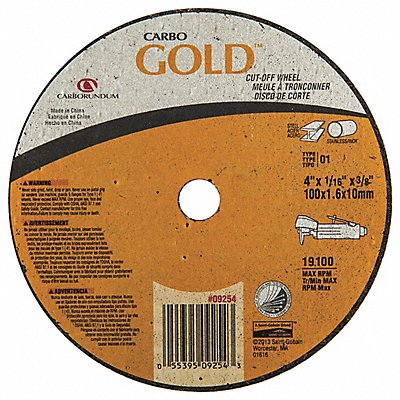 GRAINGER 5539509254 Abrasive Cut Off Wheel Type 41 4 dia.