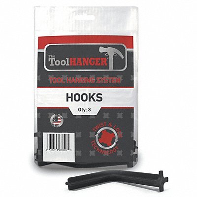 TOOLHANGER 5003 Polyprpyln Plastic Hook Hanger Black PK3
