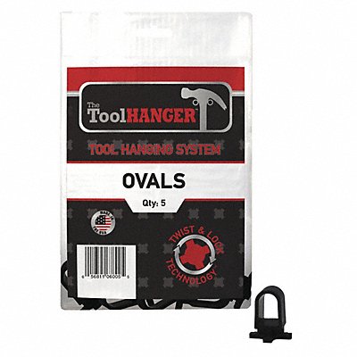 TOOLHANGER 6005 Plyprpylne Plstic Oval Hangers Black PK5