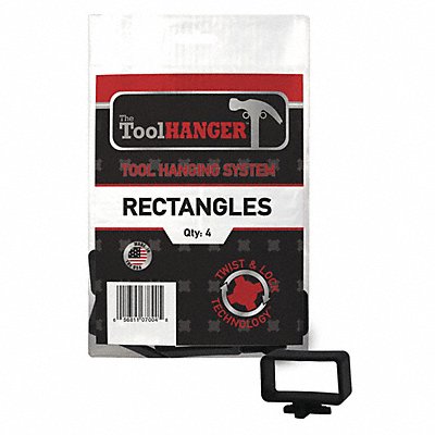 TOOLHANGER 7004 Plyprpyln Plstic Rectngle Hnger Blk PK4