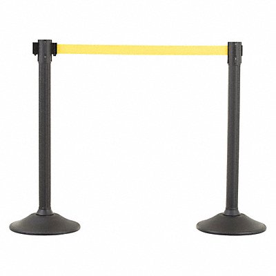 US WEIGHT U2000YEL Barrier Post with Belt HDPE Black PK2