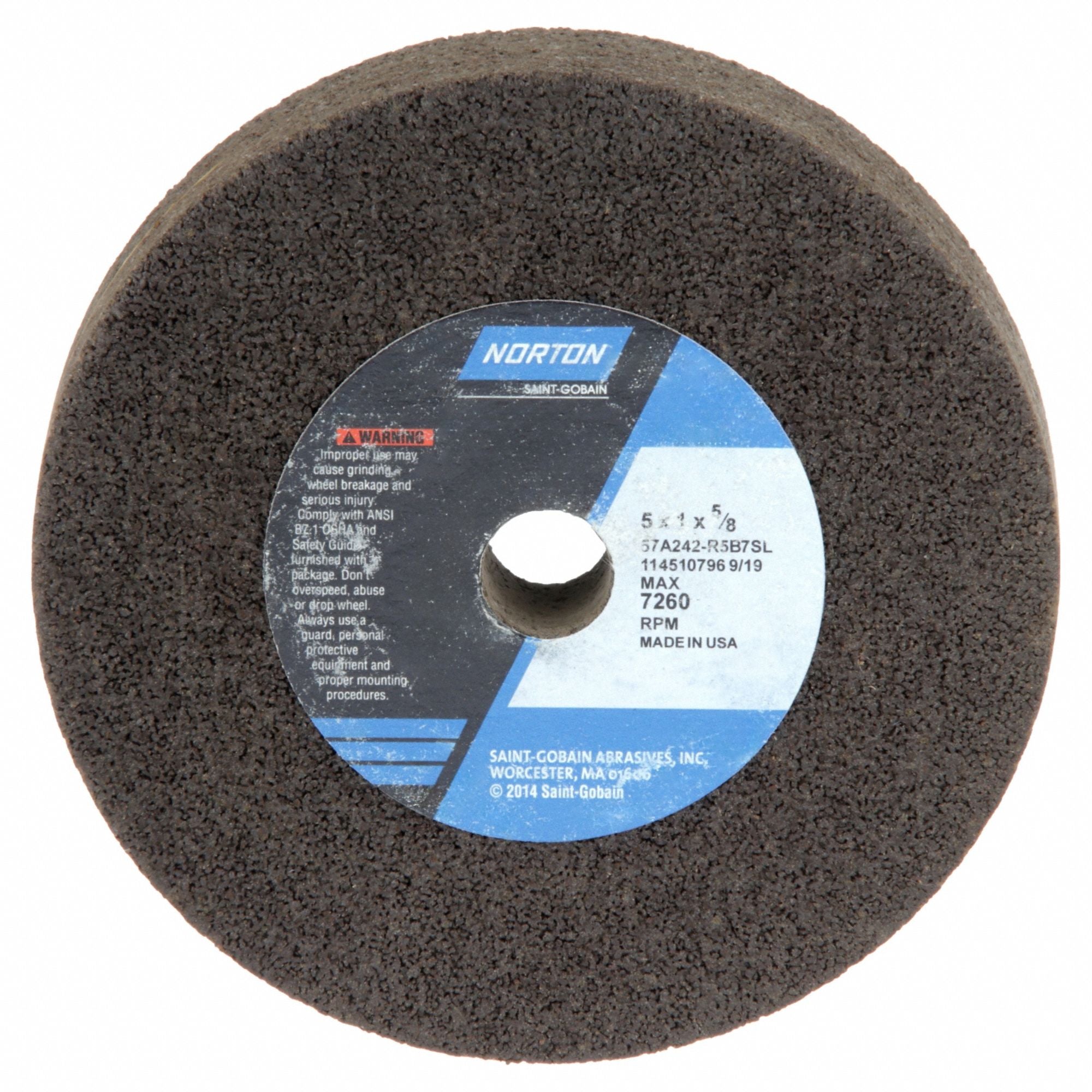 NORTON 69936654177 Straight Grinding Wheel Type 1 5 dia.