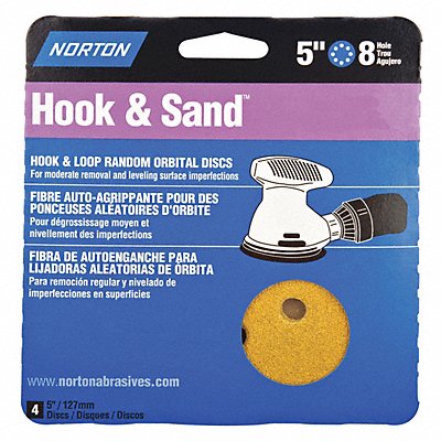NORTON 7660749159 Hook & Loop Sanding Disc 5 in Dia PK4