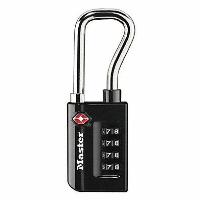 MASTER LOCK 4696D Luggage Padlock 2 3/8 in Rectangle Black