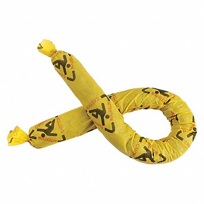BRADY SPC ABSORBENTS CH412 Absorbent Sock Yellow 4 ft L PK12