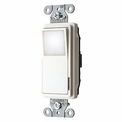 HUBBELL DS120NLWH NtLt Wll Swtch Wht 20A Bk Side Single Pole