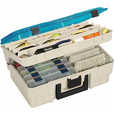 PLANO MOLDING 135010 Cmprt Box Brass Bail Beige/Blue Adj