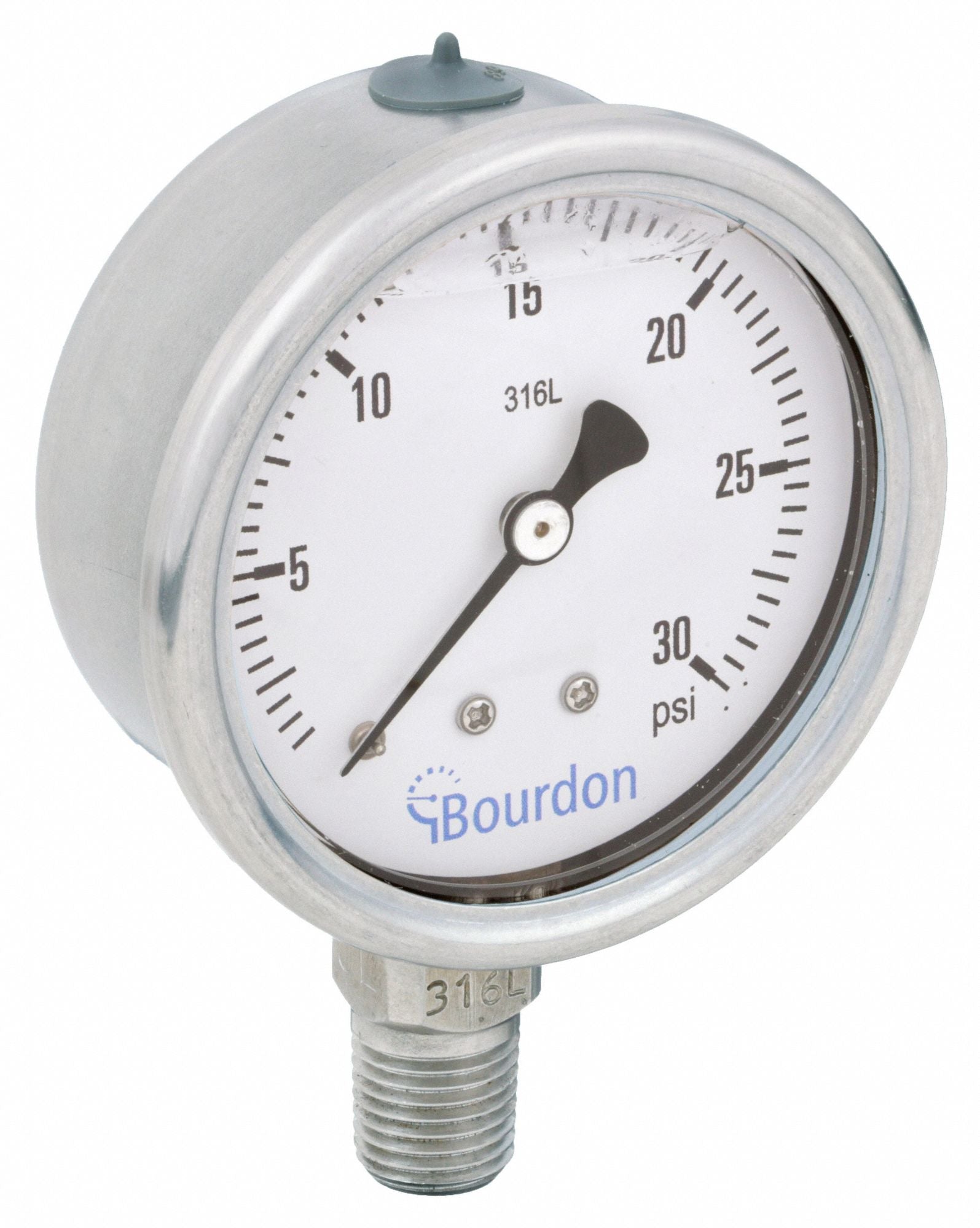 BOURDON MEX3D52H170133 Pressure Gauge Silver 0 to 30 psi Range