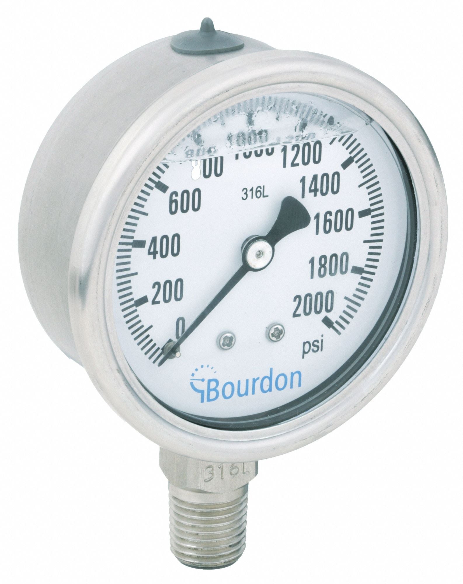 BOURDON MEX3D52H320133 Pressure Gauge 0 to 2000 psi Range