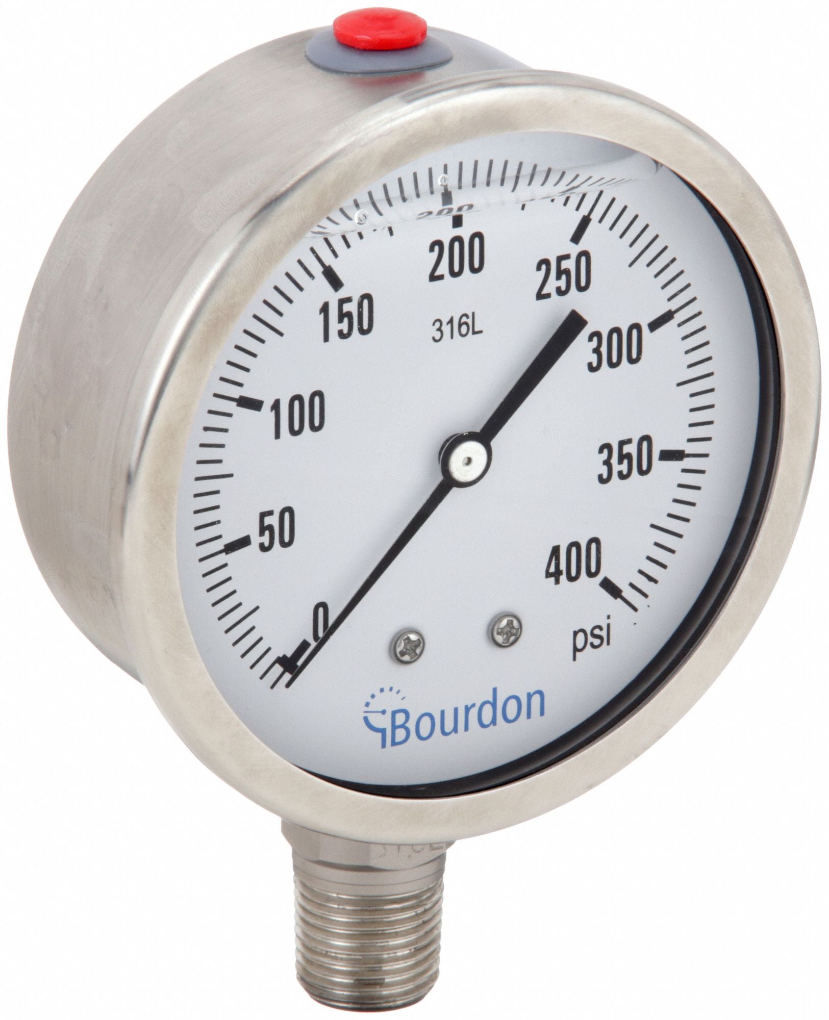 BOURDON MEX5D62H260133 Pressure Gauge Silver 0 to 400 psi Range
