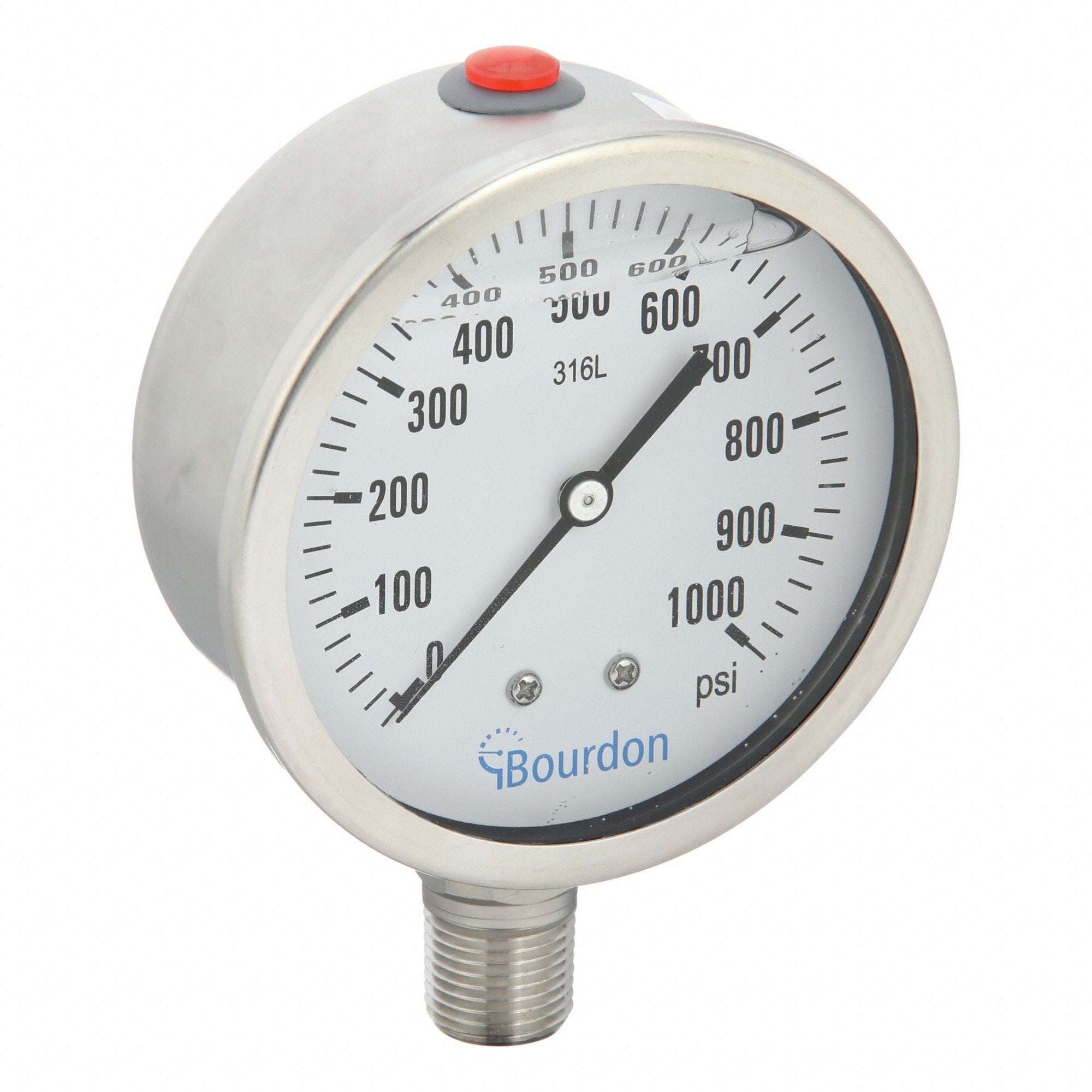 BOURDON MEX5D62H300133 Pressure Gauge 0 to 1000 psi Range