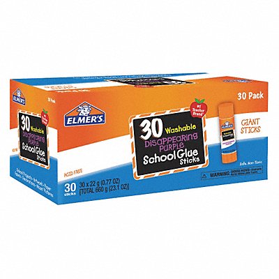 ELMER S E605 Glue Stick Disappear Purple 0.77oz PK30