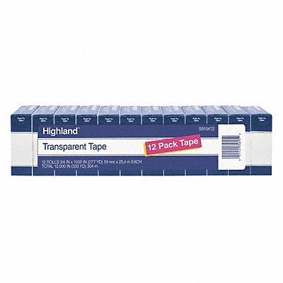 3M 5910K12 Transparent Tape 0.75in W x 28yd L PK12