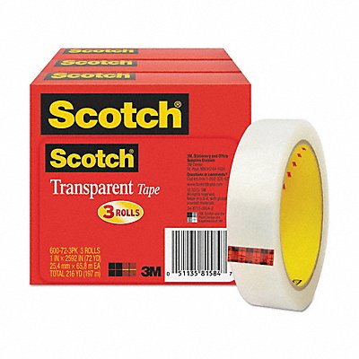 3M 600723PK Office Tape 216 ft 1 in 2.3 mil PK3