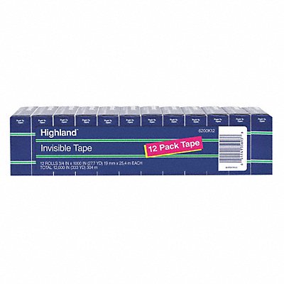 3M 6200K12 Invisible Tape 0.75 in.W x 28 yd.L PK12