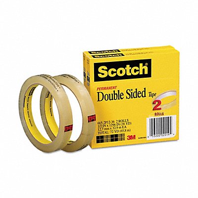 3M 6652P1236 2-Sided Office Tape 108ft 1/2in 3mil PK2