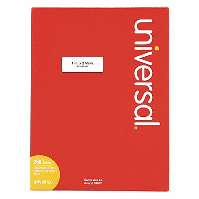 UNIVERSAL UNV80120 Permanent Label 1x2-5/8 White PK7500