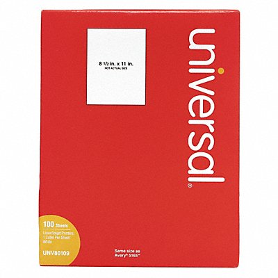 UNIVERSAL UNV80109 Permanent Label 8.5x11 White PK100