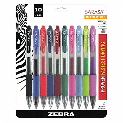 ZEBRA 46881 Sarasa Gel Pen Assorted Medium PK10