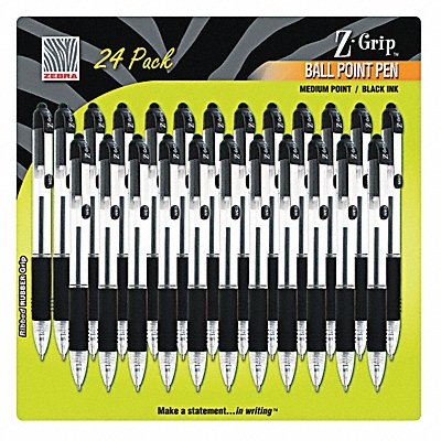ZEBRA 12221 Z-Grip Ballpoint Pen Black Med PK24