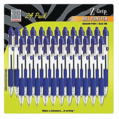 ZEBRA 12225 Z-Grip Ballpoint Pen Blue Med PK24