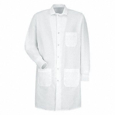 RED KAP KP70WHRGS Lab Coat S White Cotton Poplin/Polyester