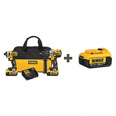 DEWALT DCK299M2DCB204 Cordless Combo Kit 20.0 V 2 Tools 3 Batt