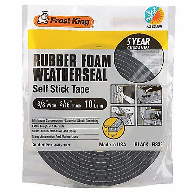 FROST KING R338H H3681 3/16 ThickRubber Foam Tape 3/8 x10 ft.