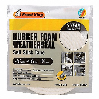 FROST KING R538WH H3682 Spnge Rubber Foam Tape 3/8Inx10 ft 8 mil