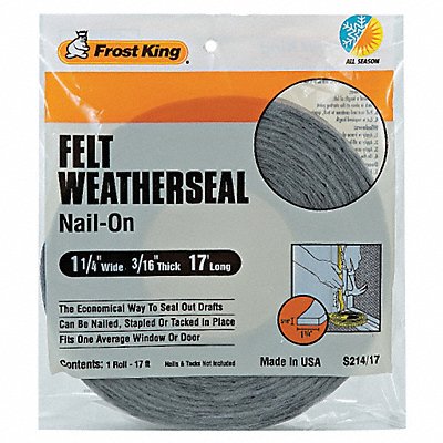 FROST KING S21417H Weatherseal 17 ft Grey Felt