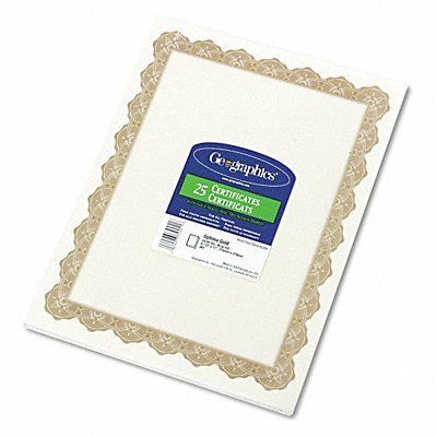 GEOGRAPHICS 39451 Certificate Paper Golden PK25