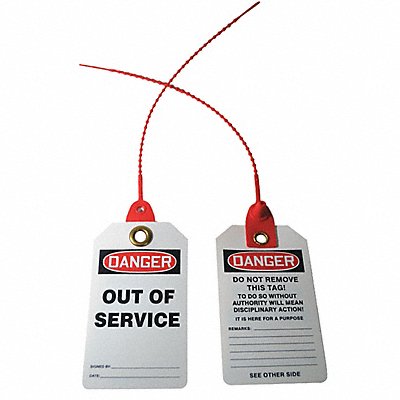 GRAINGER 43Z169 Loop n Lock Danger Tag 5 7/8in H PK10