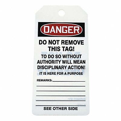 GRAINGER 43Z242 Danger Tag By The Roll 6 1/4in H PK100
