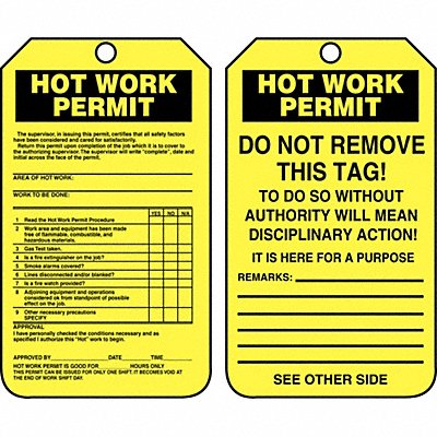 ACCUFORM TCS361PTP Sfty Tag 5 3/4in H 3 1/4in W Plastic PK25