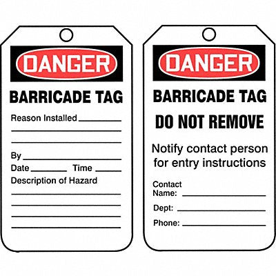 ACCUFORM TAB104PTP Sfty Tag 5 3/4in H 3 1/4in W Plastic PK25