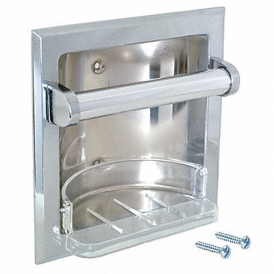 GRAINGER 15215 Soap and Grab Bar SS Chrome Plated 6in L