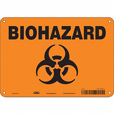 CONDOR 447V61 Biohazard Sign 7 in x 10 in Aluminum