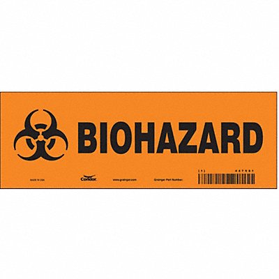 CONDOR 447V81 Safety Sign 3 1/2 in x 10 in Vinyl
